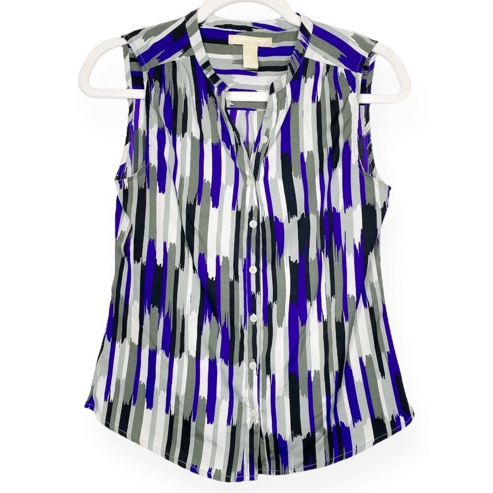 Banana Republic Geometric Button Down Sleeveless Tank Blouse Small